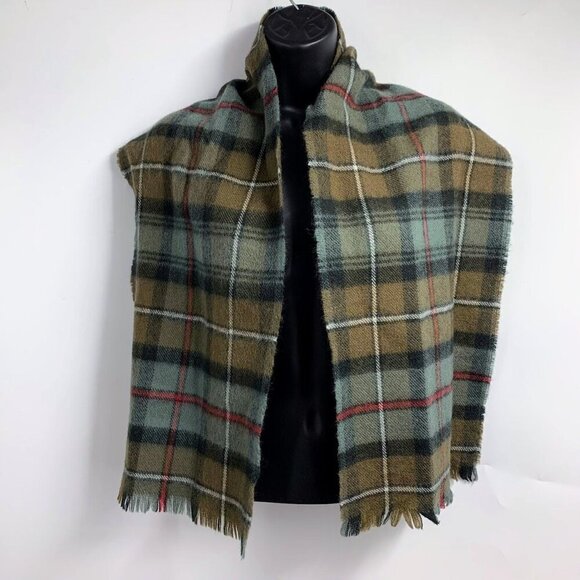 Lacharron Adults New Wool Plaid Tartan Fringe Med Length Wool Scarf - Picture 1 of 9